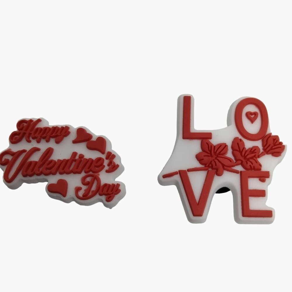 Happy Valentines Day Love Shoe Charm Red White
